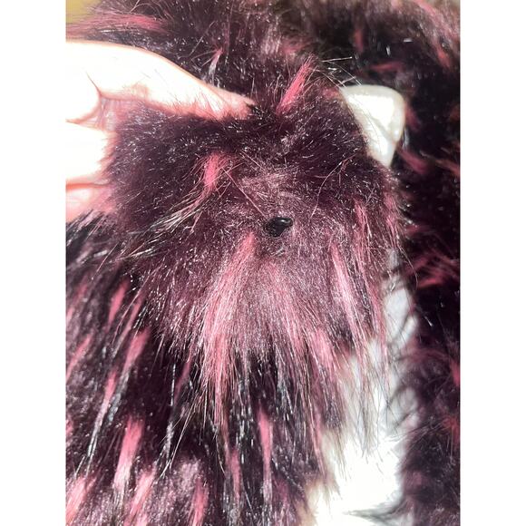 KAREN MILLEN Feather Tip Faux Fur Coat Purple Sz 6 Warm and Soft - Picture 8 of 12